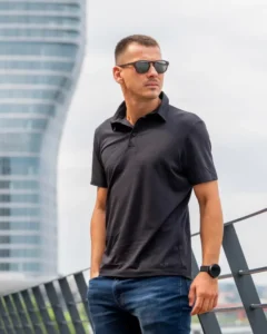 Ανδρική μπλούζα polo από 100% μαλλί μερινό με πικέ ύφανση και φυσική διαπνοή