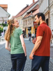 Άνδρας και γυναίκα με μπλούζες polo από 100% μαλλί μερινό.