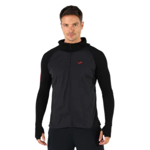 Ανδρικό merino hoodie με φερμουάρ για βουνό και κρύο καιρό