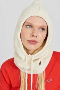 Κασκόλ με κουκούλα 100% μαλλί merino white