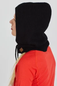 Κασκόλ με κουκούλα 100% μαλλί merino black